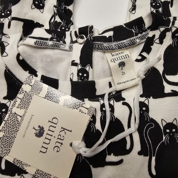 NWT Kate Quinn Bamboo Long Bubble Sleeve Jumpsuit Black Cat Romper & Headband - Picture 10 of 11